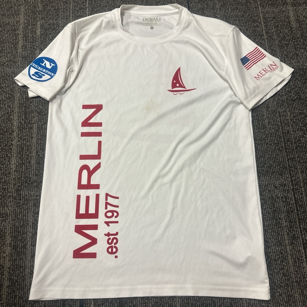 White T-Shirt with Red Graphics
